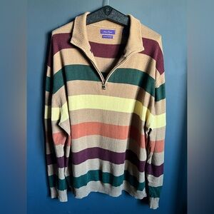 Alan Flusser Multicolor XXL Quarter Zip Cashmere Blend